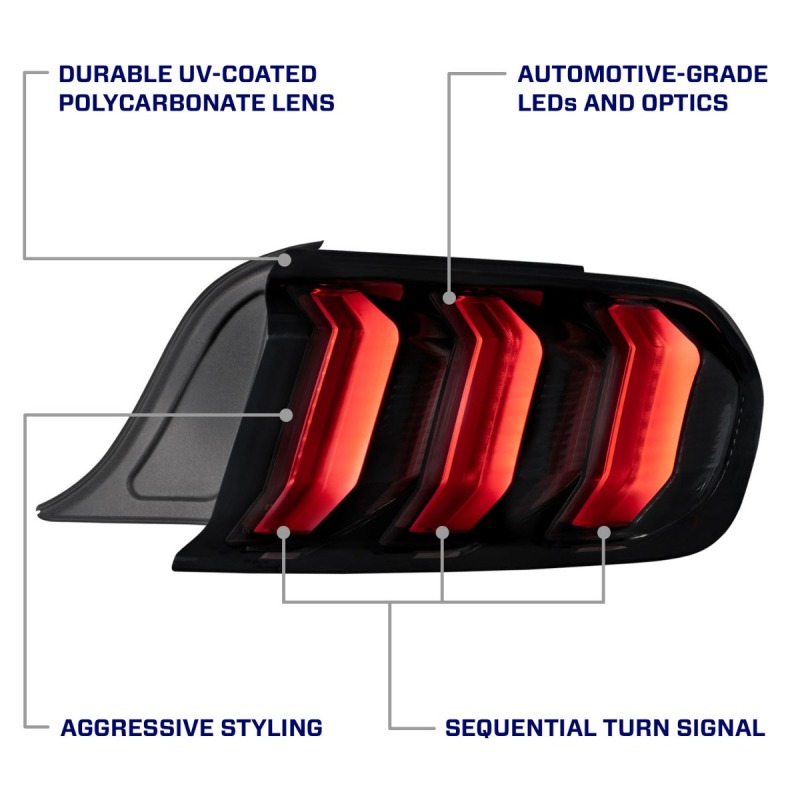 Ford Mustang Tail Lights - Rear - FORM Lighting - Sequential LED - Smoke - `15-`23